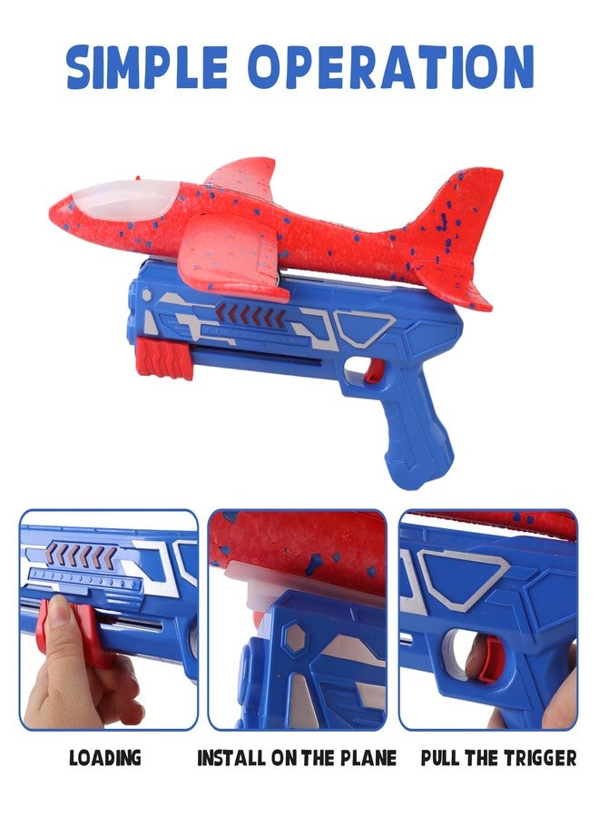 Toyfinity Foam Airplane Launcher Toy | 2-Count Foam Glider Planes for Kids | Kids Airplane Toy with LED Lights | Two Flying Modes - Horizontal & Rotating | Outdoor Toys for Boys & Girls Gift Ages 2+ Years Old - Image 4